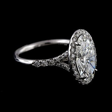2CT 2520Oval 2520Forever 2520Brilliant 2520Moissanite 252014K 2520White 2520Gold 2520Cut 2520Down 2520Micropave 2520Halo 2520Split 2520Shank 2520Diamond 2520Engagement 2520Ring 25203